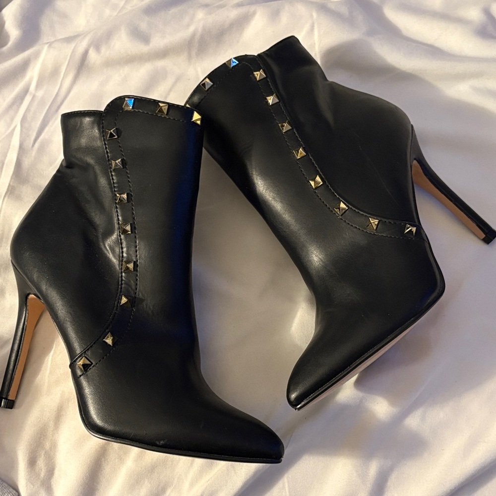 Catherine Malandrino Black Studded Heeled Boots